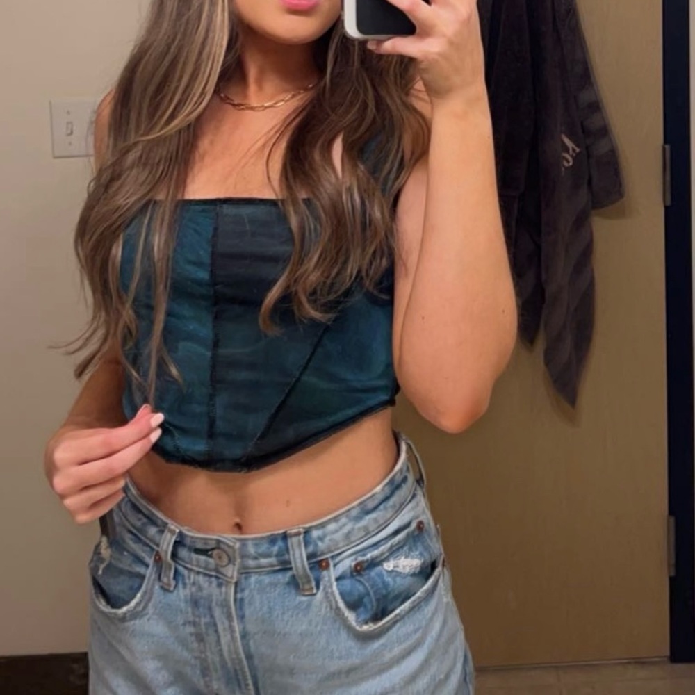 teal swirl corset top🖤